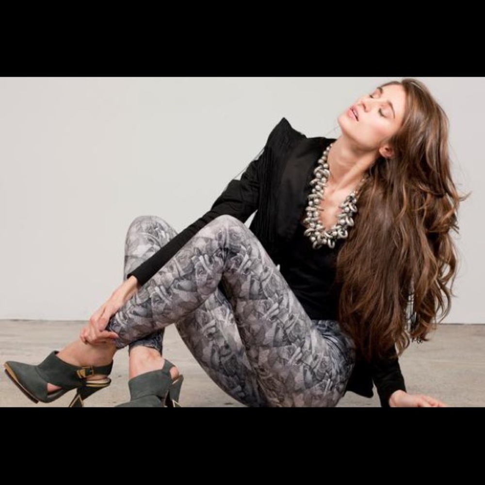 Uptights - “Hand Drawn Face Print” Leggings - S